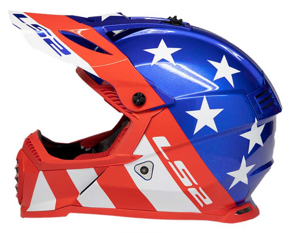 motorcycle helmet red white blue