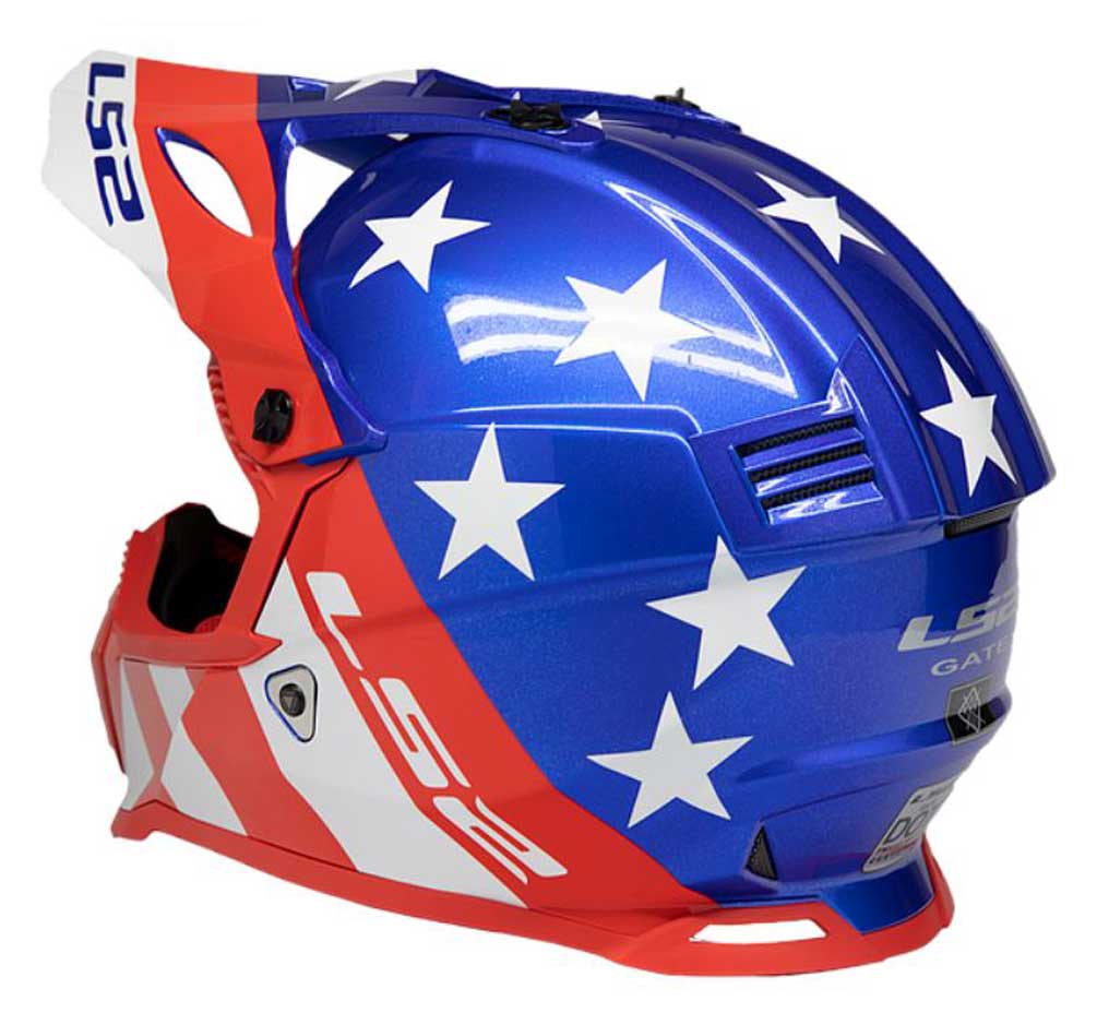 motorcycle helmet red white blue