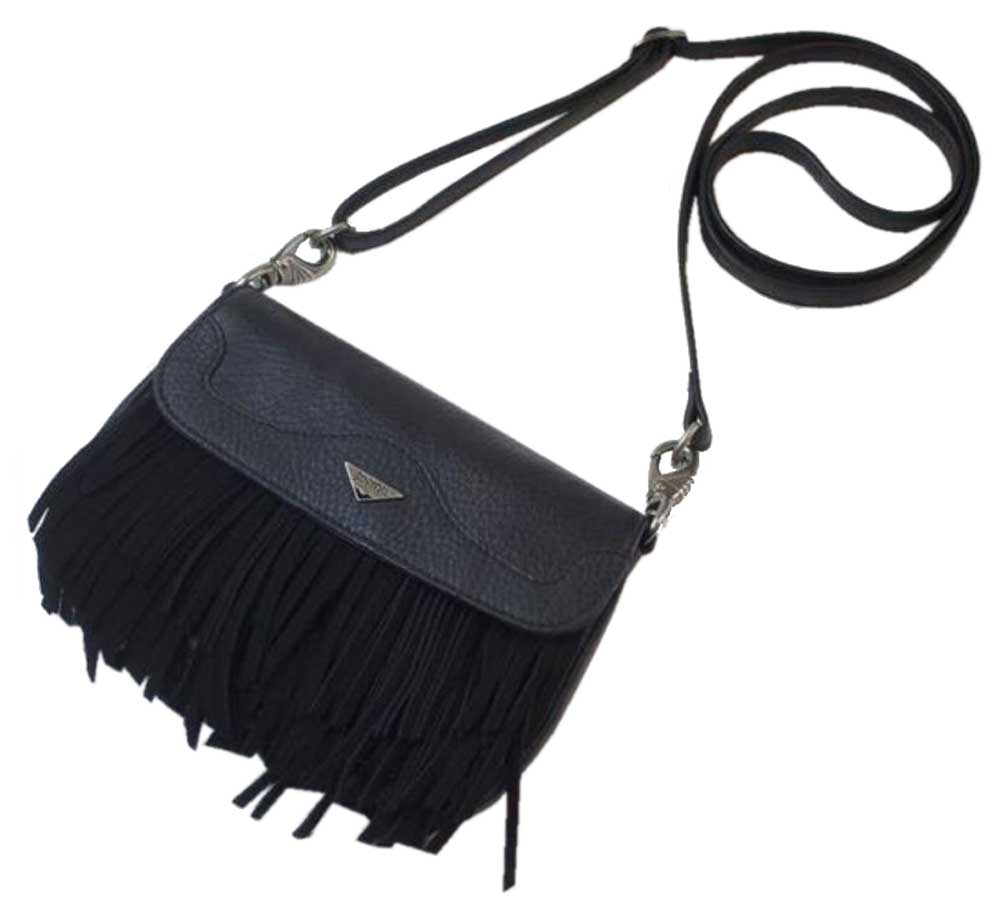 black fringe crossbody bag