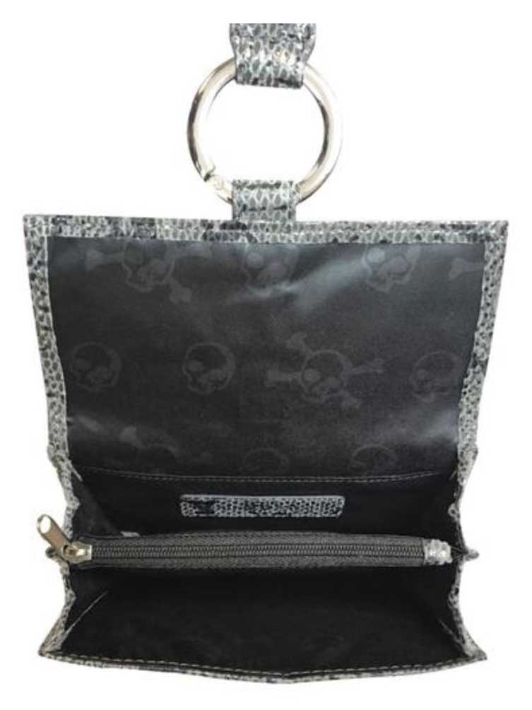 JENTOU Women's Jeanine Python Print Leather Crossbody Purse JT8351-GRYBLK - No Hassle Returns at Wisconsin Harley