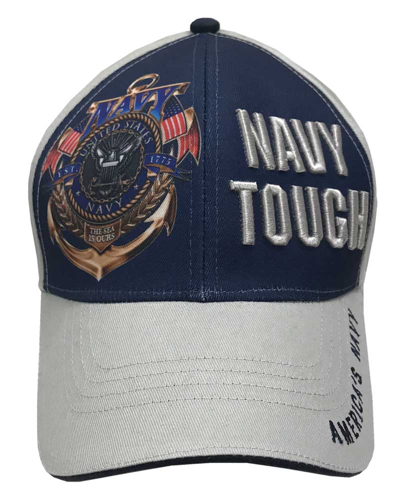 Harley-Davidson Free Shipping - American Mills Embroidered Navy Tough Adjustable Baseball Cap- Gray & Navy FH-14 - Free Shipping on many products plus Orders Over $99