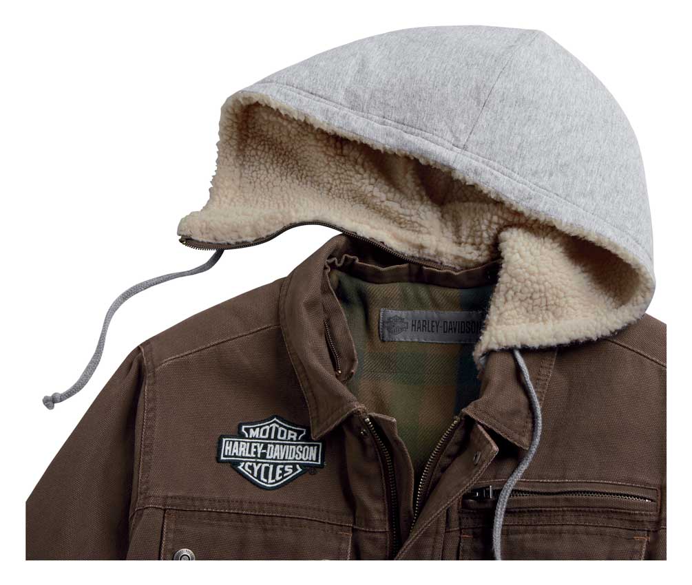 Harley-Davidson Men's Zip-Off Hood Workwear Casual Jacket, Brown 97413-20VM - No Hassle Returns at Wisconsin Harley