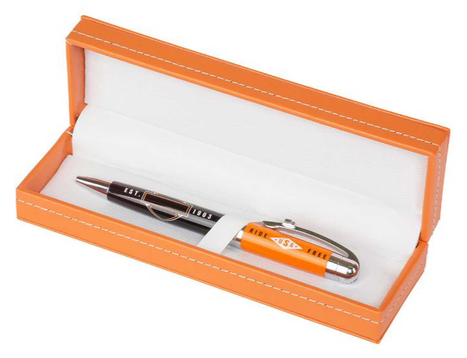 HARLEY-DAVIDSON (ハーレーダビッドソン) ボールペン＆万年筆 Harley-Davidson® Ride Free Black Ink Pen w/ Orange Gift Box