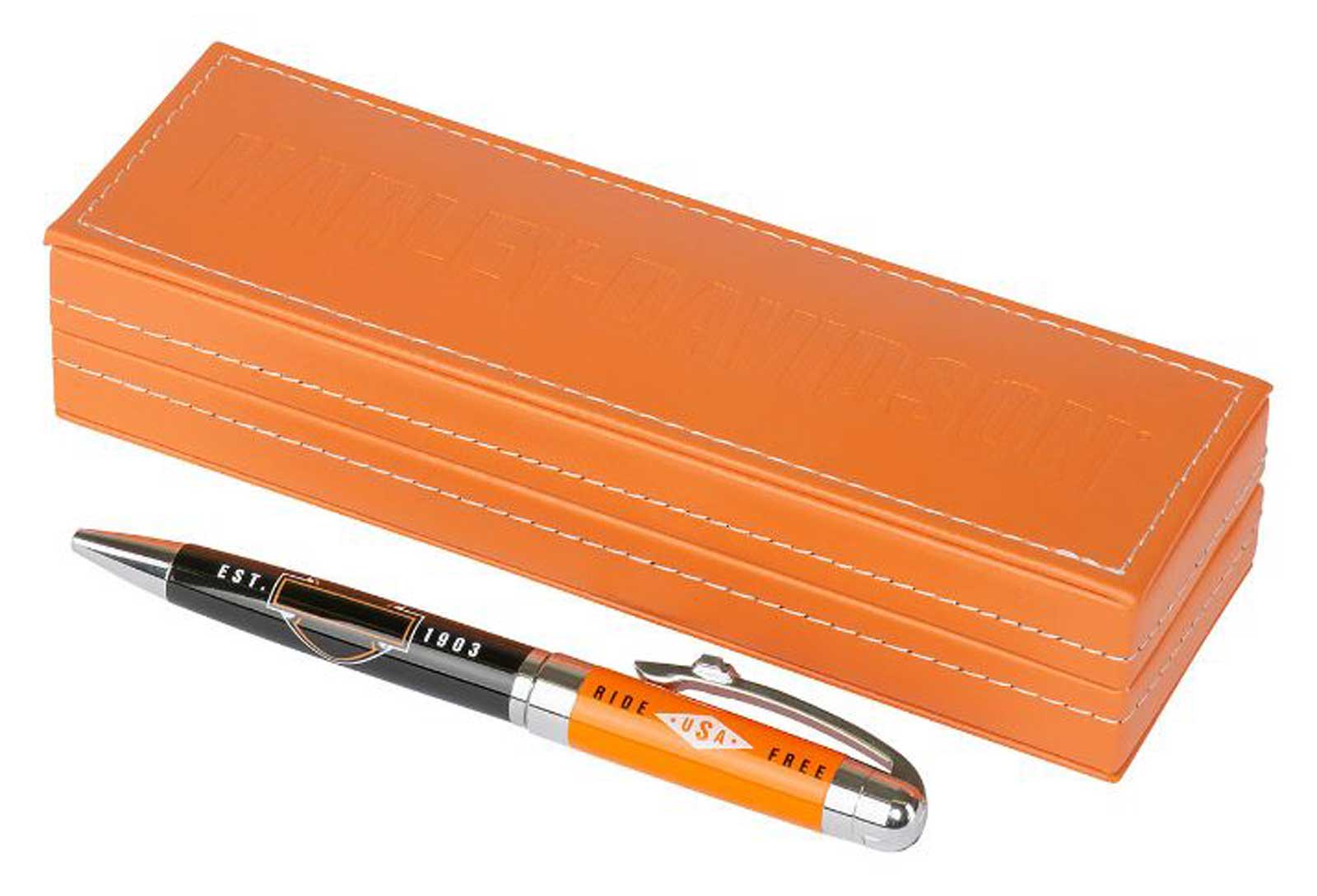 Harley-Davidson® Ride Free Black Ink Pen w/ Orange Gift Box