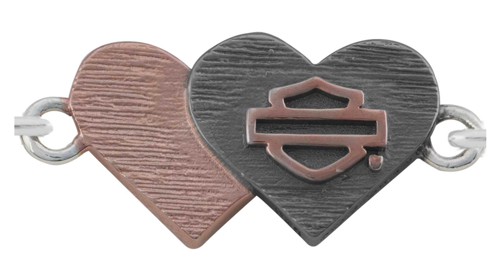Harley-Davidson Women's Pink & Black Double Heart Reversible Bracelet HDB0442 - No Hassle Returns at Wisconsin Harley