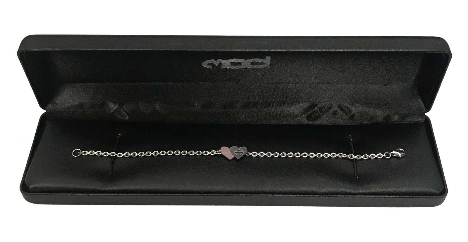 Harley-Davidson Women's Pink & Black Double Heart Reversible Bracelet HDB0442 - Largest Selection of Harley-Davidson Products