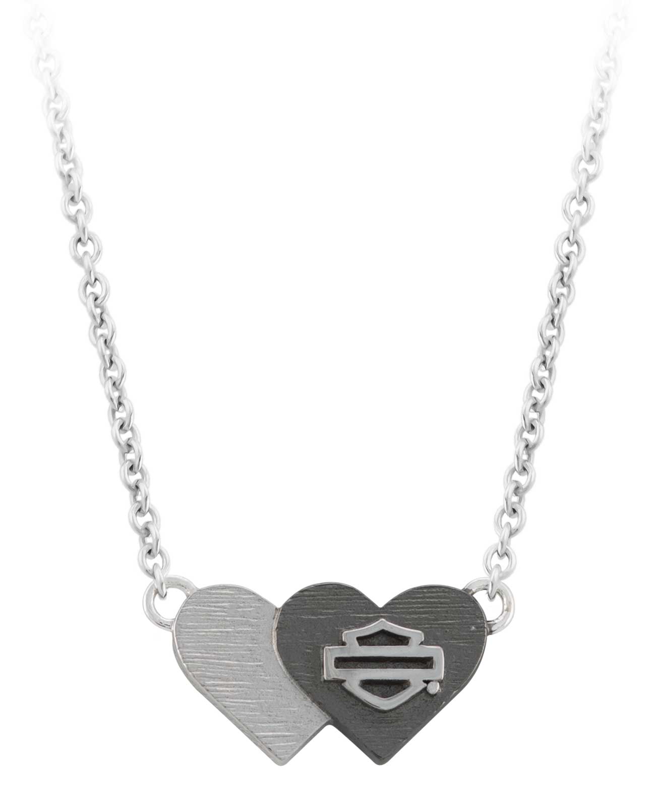 Harley-Davidson Women's Black & Silver Double Heart B&S Necklace HDN0460-16 - Wisconsin Harley-Davidson