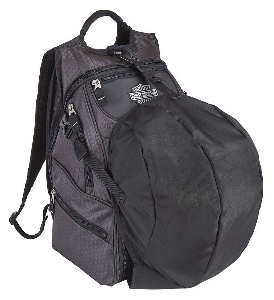 Harley-Davidson Tough Terrain Backpack w/ Helmet Holder - Honeycomb Black 99313 - No Hassle Returns at Wisconsin Harley