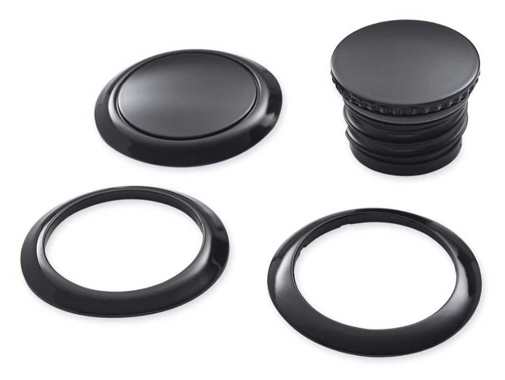Harley-Davidson Flush-Mount Fuel Cap & Left Side Tank Cap Kit - Black 61100132 - Wisconsin Harley-Davidson