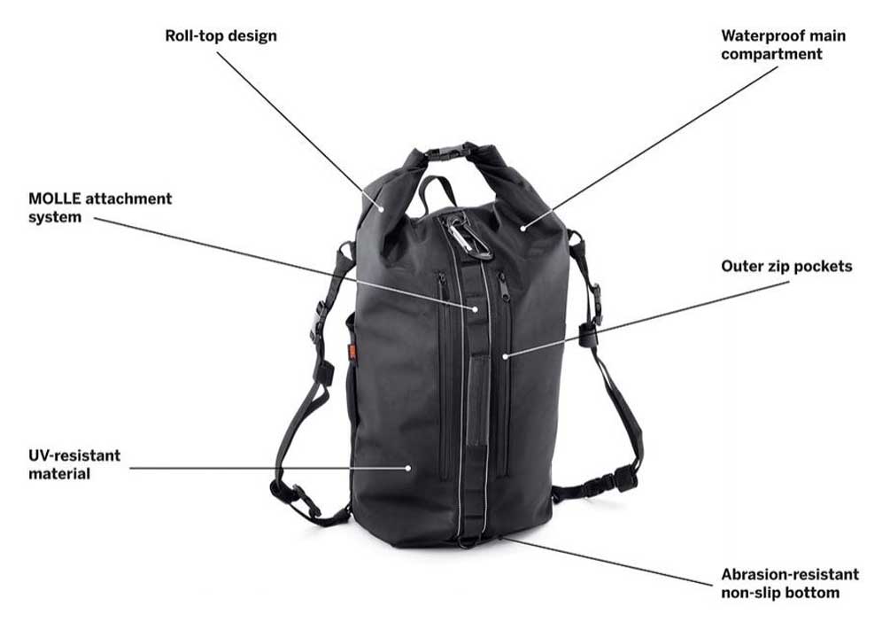 Harley-Davidson Overwatch Dry Water-Resistant Bag, Universal Fit- Black 93300119 - Largest Selection of Harley-Davidson Products