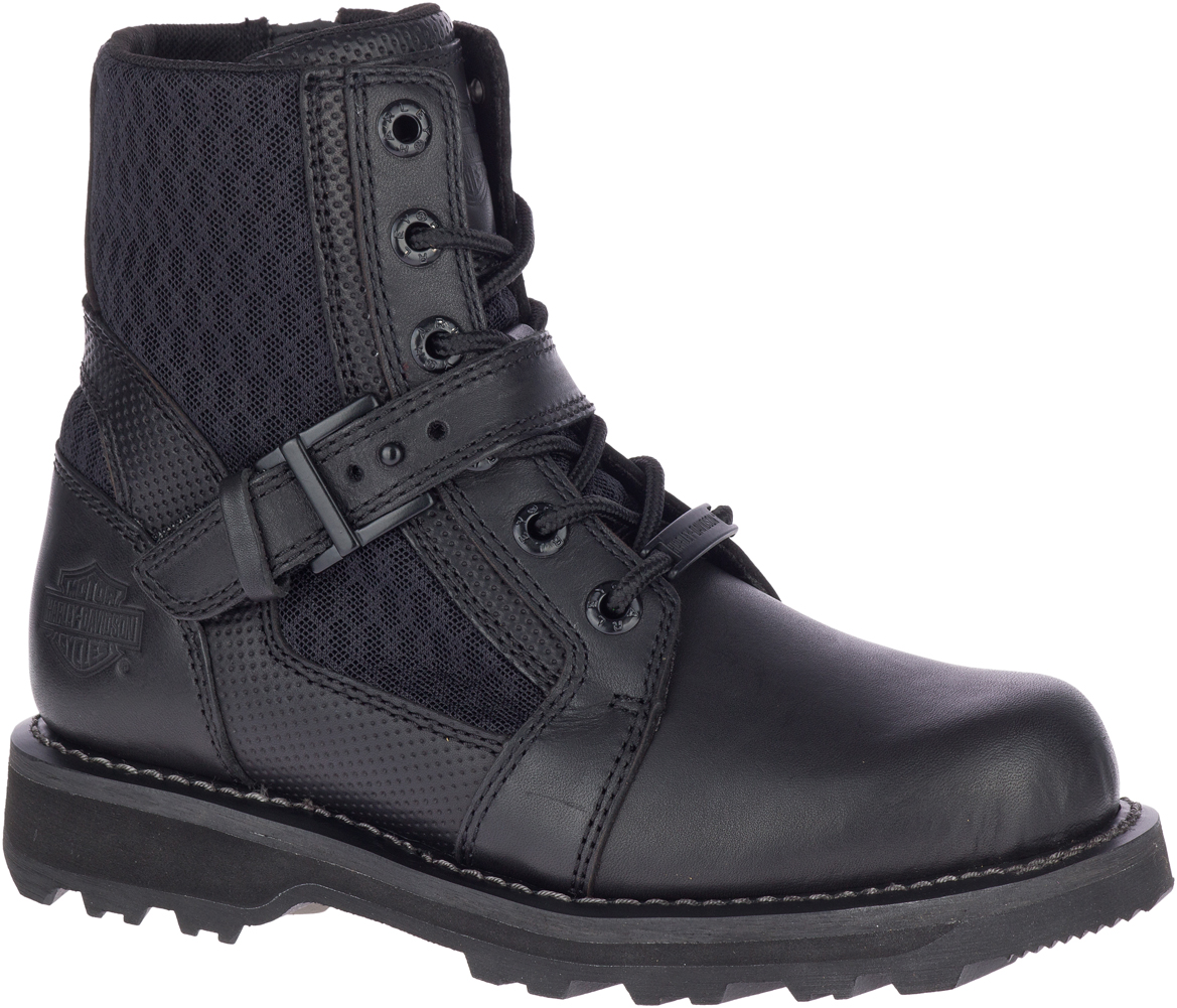 black motorcycle riding boots