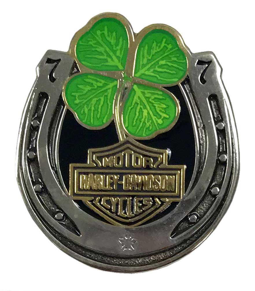Harley-Davidson 1.25 in. Lucky Clover Horseshoe Pin, Antique Finish 8009212 - Wisconsin Harley-Davidson