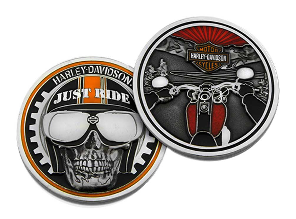 Harley-Davidson Just Ride Biker Skull Challenge Coin, 1.75 inch. 8003371 - Wisconsin Harley-Davidson