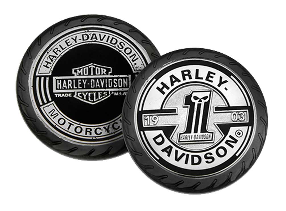 Harley-Davidson Dark Custom Wheel Challenge Coin, 1.75in. Silver & Black 8008970 - Wisconsin Harley-Davidson