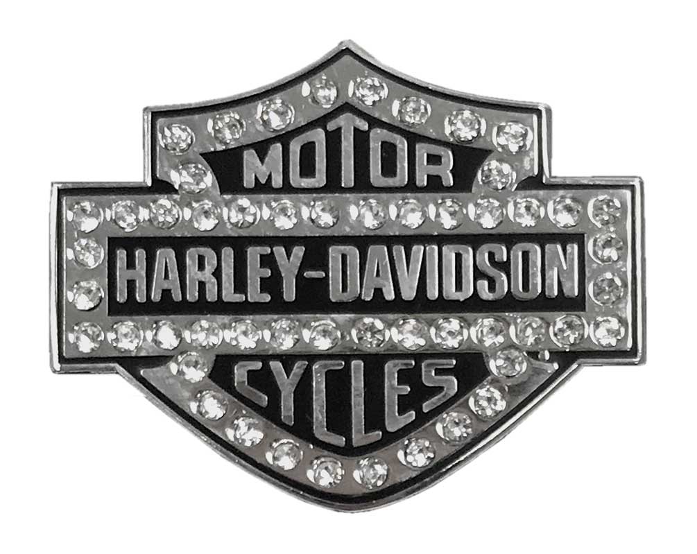 Harley-Davidson 1.25 in. Rhinestone Bar & Shield Pin, Silver Finish 8009205 - Wisconsin Harley-Davidson