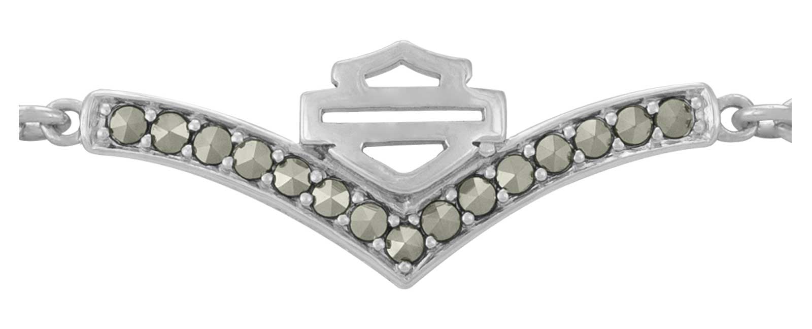 Harley-Davidson Free Shipping - Harley-Davidson Women's Chevron Marcasite Stone Chain Bracelet, Silver HDB0448 - Free Shipping on many products plus Orders Over $99