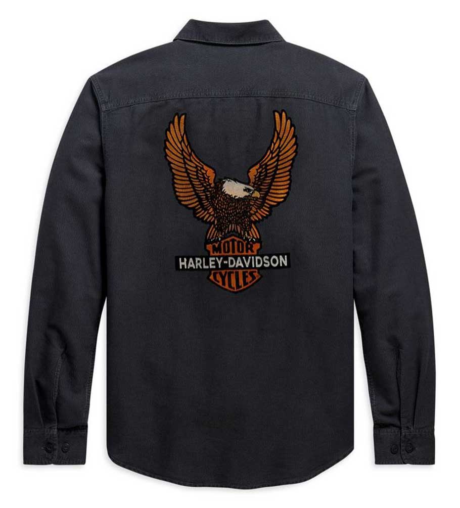 Harley-Davidson® Men's Vintage Eagle Long Sleeve Woven Shirt, Gray  99103-20VM