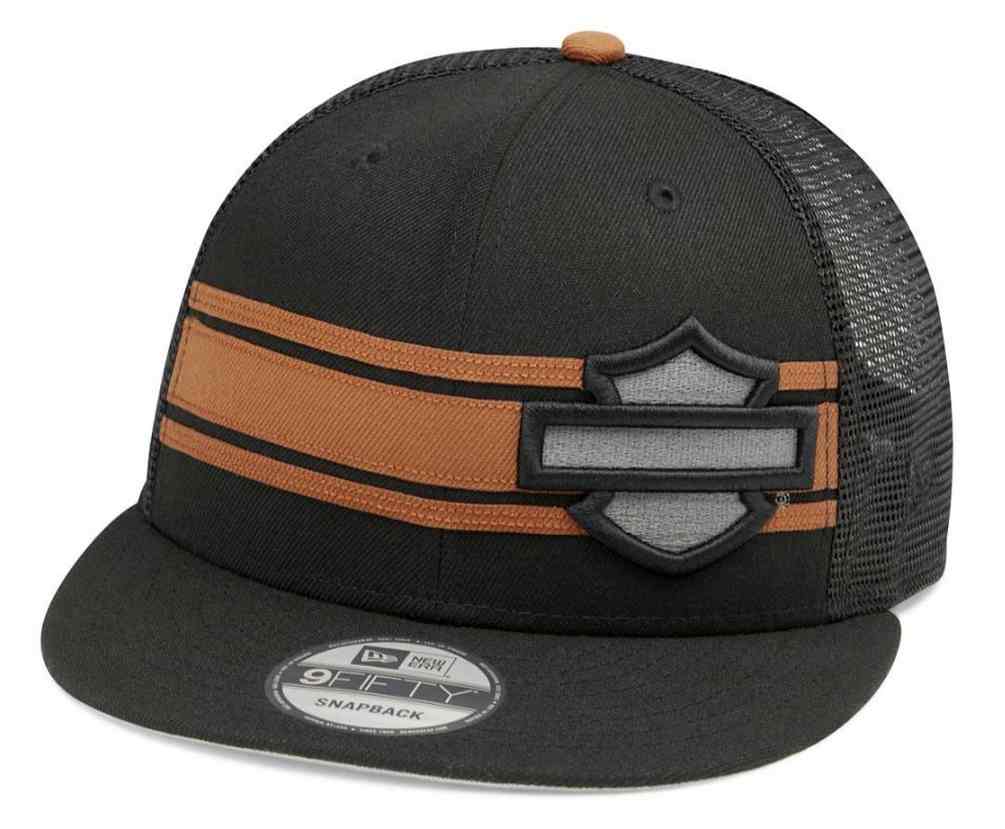Harley-Davidson Mens Stripe & Logo 9FIFTY Trucker Baseball Cap, Black 99410-20VM - Wisconsin Harley-Davidson