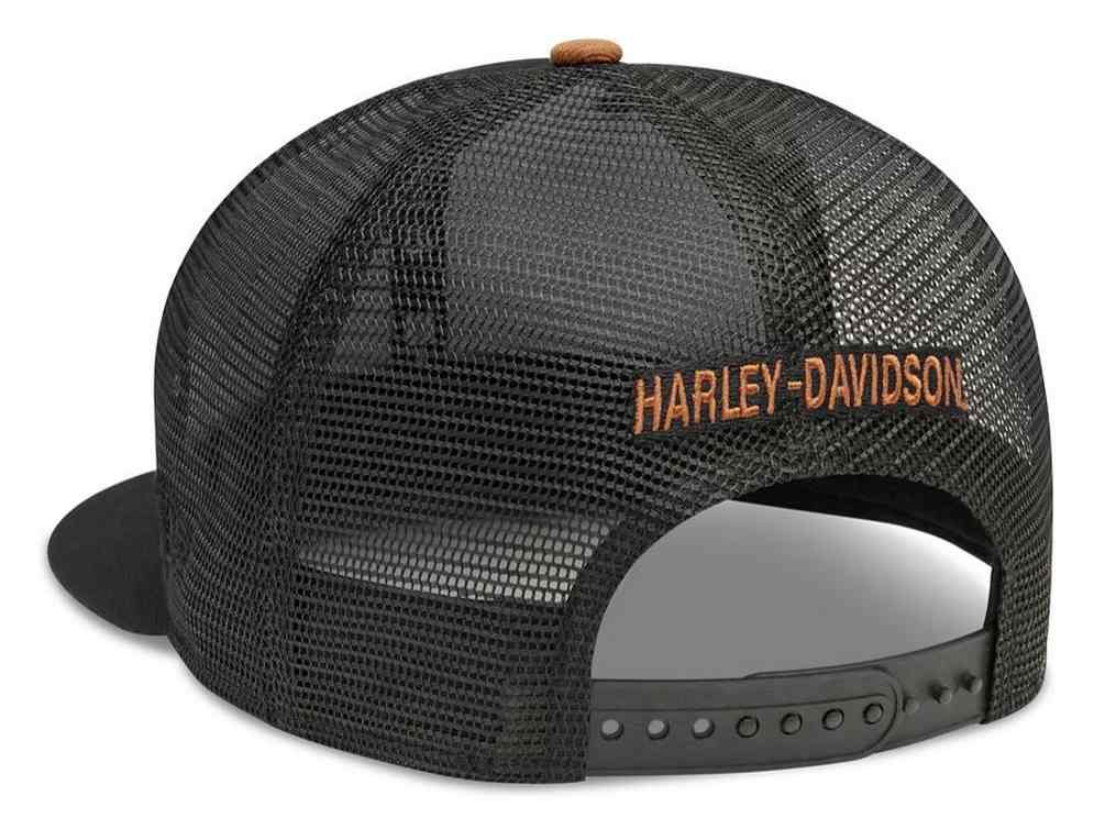 Harley-Davidson® Mens Stripe & Logo 9FIFTY Trucker Baseball Cap, Black  99410-20VM