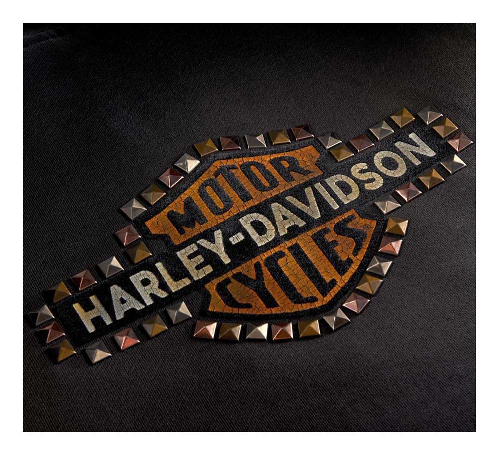 Harley-Davidson® Women's Studded Vintage Logo Zip-Up Hoodie, Black