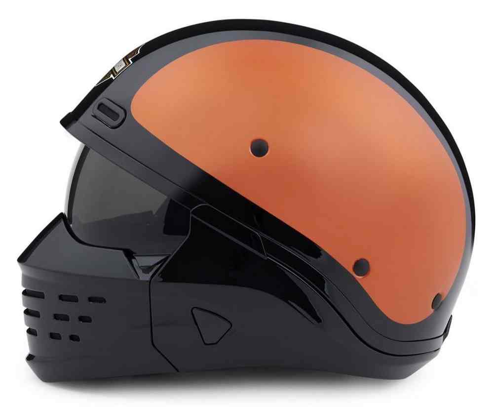 orange motorcycle helmet