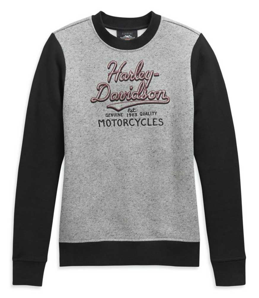Harley-Davidson Women's Colorblocked Embroidered Pullover Sweatshirt 99119-20VW - Wisconsin Harley-Davidson
