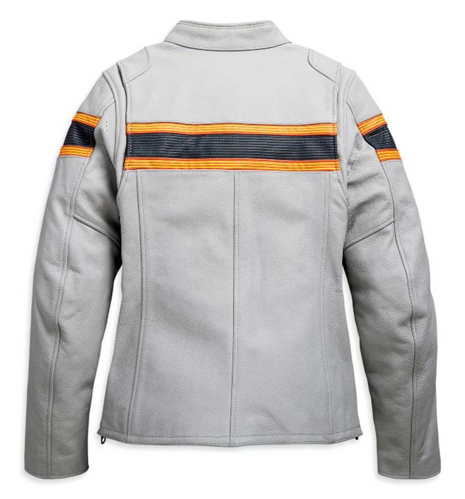 Harley-Davidson Free Shipping - Harley-Davidson Women's Sidari Striped Vented Leather Jacket  - Gray 98009-20VW - Free Shipping on many products plus Orders Over $99