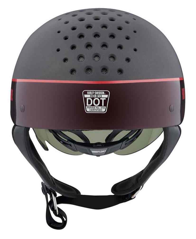 Harley-Davidson Unisex Trenton Two-Tone B13 Half Helmet, Gray/Red 98106-20VX - Largest Selection of Harley-Davidson Products