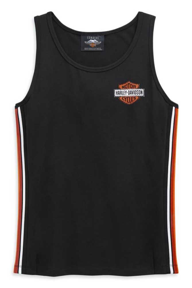 Harley-Davidson Women's Side Stripe Sleeveless Tank Top, Black 99110-20VW - Wisconsin Harley-Davidson