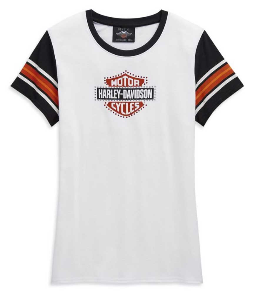 Harley-Davidson Women's Embellished Logo Short Sleeve Tee - White 99121-20VW - Wisconsin Harley-Davidson