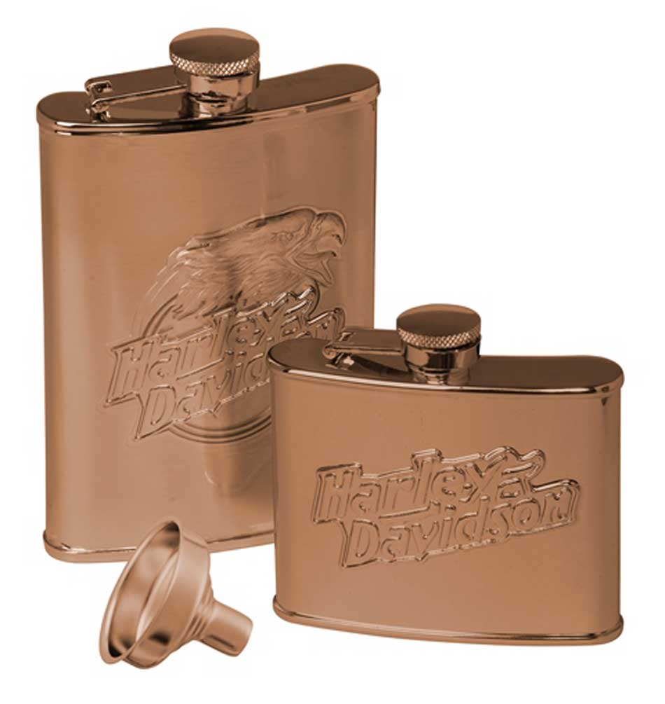 Harley-Davidson Eagle Flask Set, Set of Two 7 oz. & 4 oz. - Stainless Steel - Wisconsin Harley-Davidson