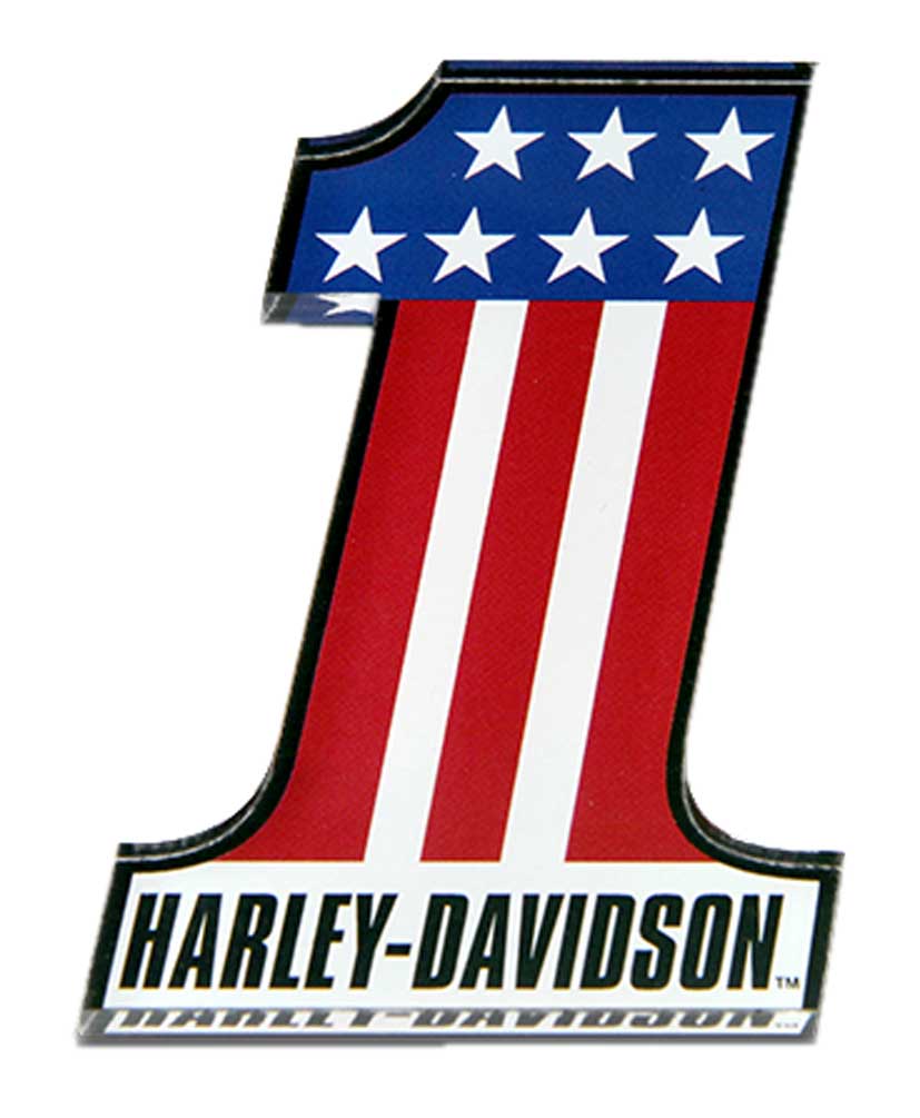 Harley-Davidson Cut-Out Number One RWB Logo Hard Acrylic Magnet - 3.25 x 2 inch - Wisconsin Harley-Davidson