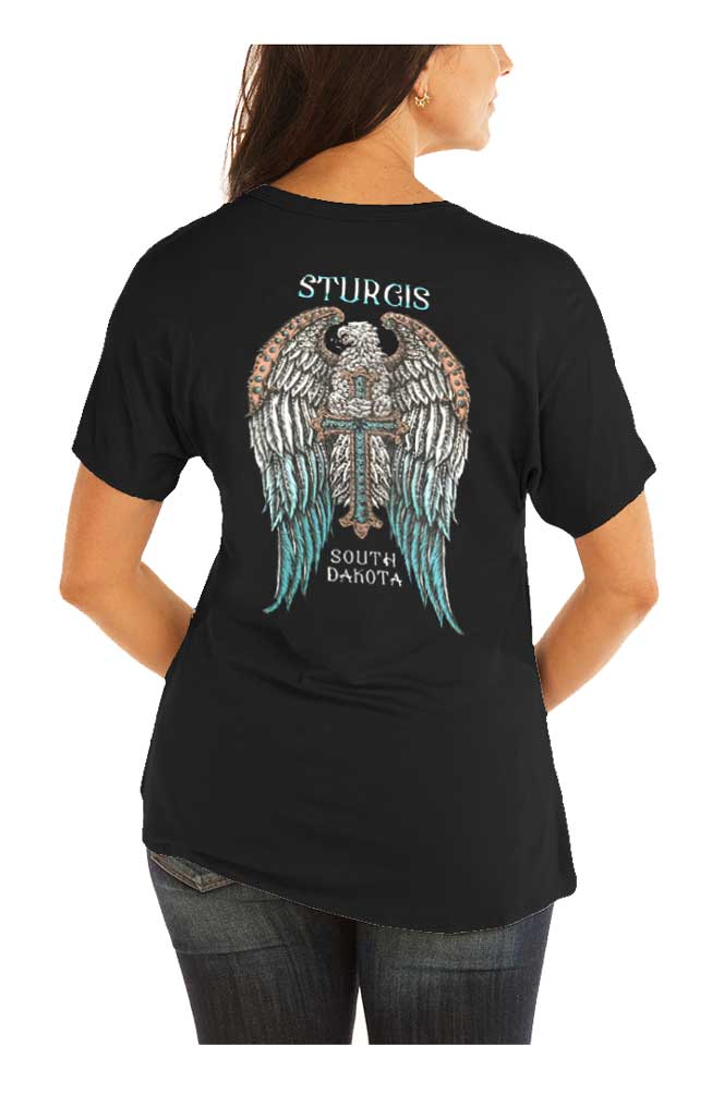 Harley-Davidson Free Shipping - Liberty Wear Women's Sturgis Angel Winged Embellished Short Sleeve Tee - Black - Free Shipping on many products plus Orders Over $99