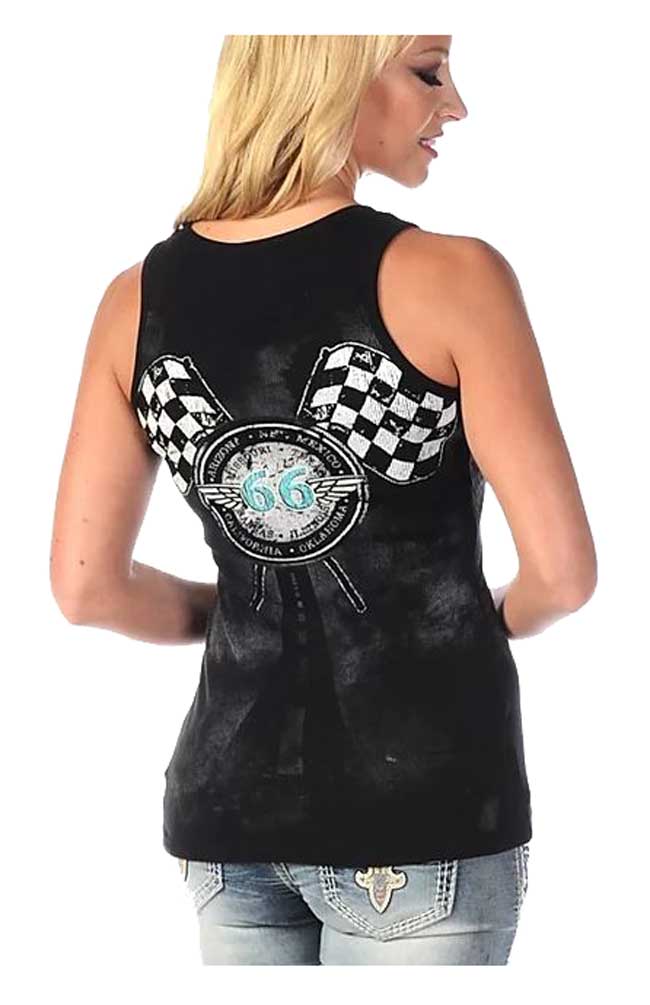 Liberty Wear Women's Ride Route 66 Embellished Sleeveless