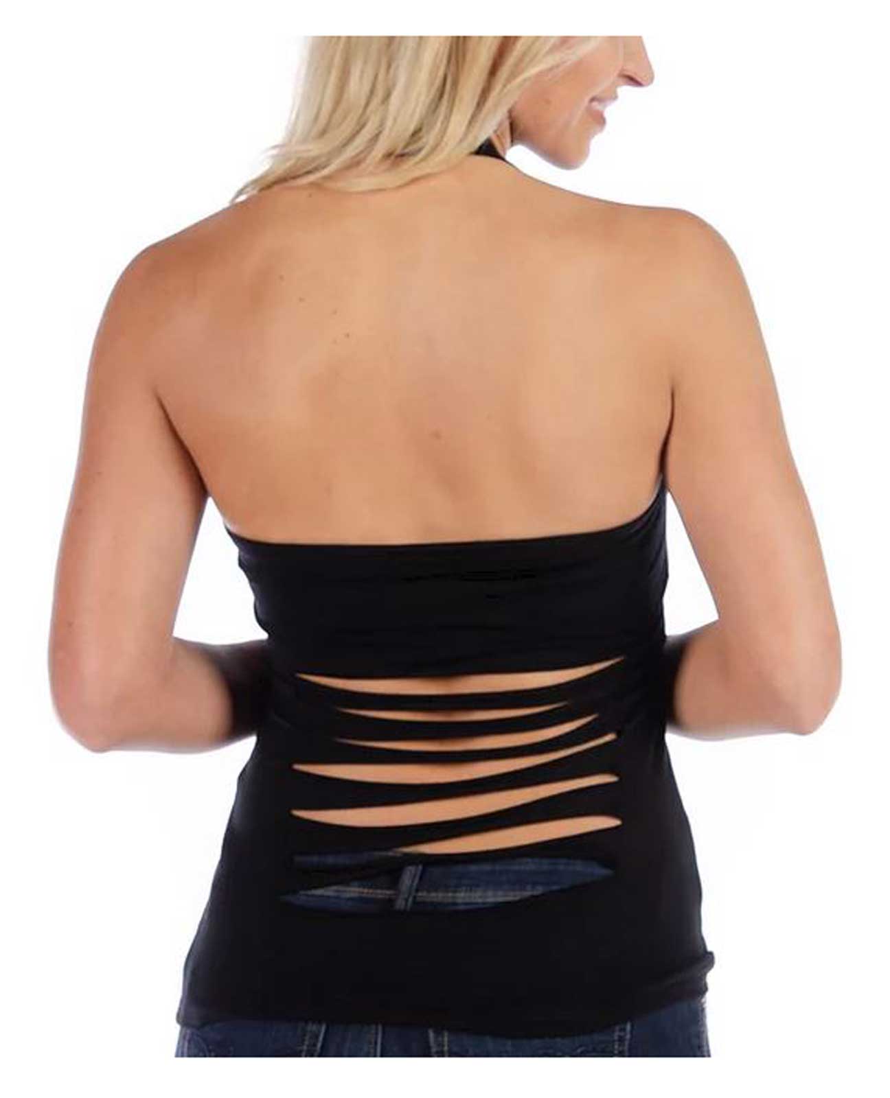 Harley-Davidson Free Shipping - Liberty Wear Women's Heart on Fire Dagger Embellished Backless Halter Top -Black - Free Shipping on many products plus Orders Over $99