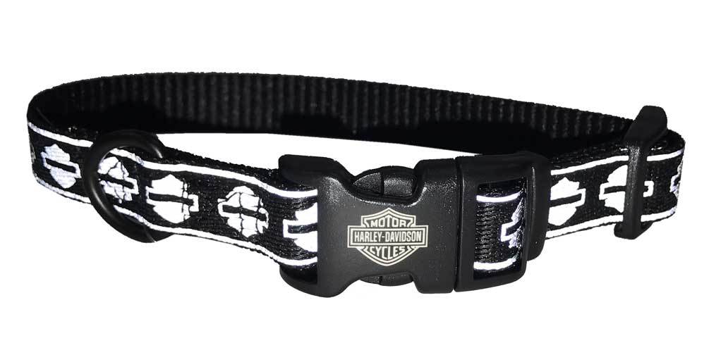Harley-Davidson Free Shipping - Harley-Davidson Adjustable Bar & Shield Reflective Dog Collar - Black & Silver - Free Shipping on many products plus Orders Over $99