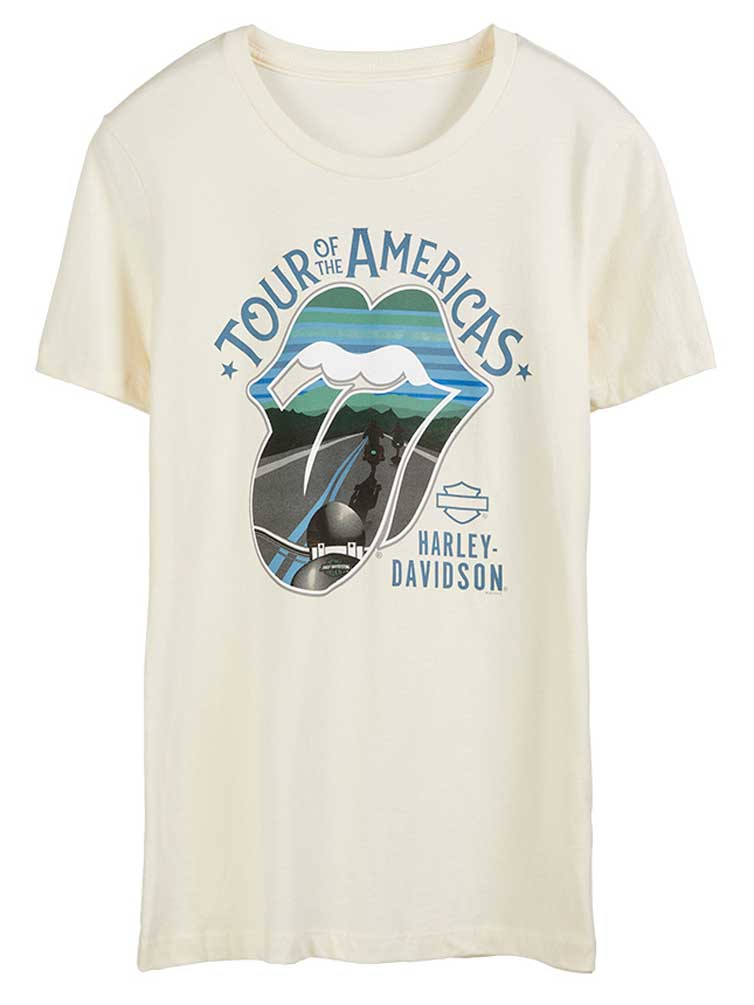 Harley-Davidson Women's Rolling Stones America Tour Short Sleeve Tee - Ivory - Wisconsin Harley-Davidson