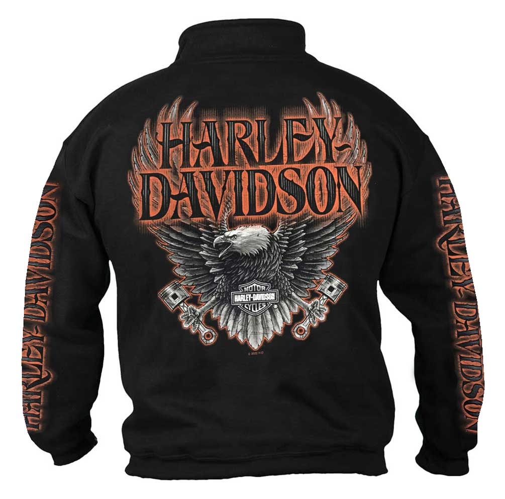 Harley-Davidson Free Shipping - Harley-Davidson Men's Eagle Piston 1/4 Zip Cadet Pullover Sweatshirt - Black - Free Shipping on many products plus Orders Over $99