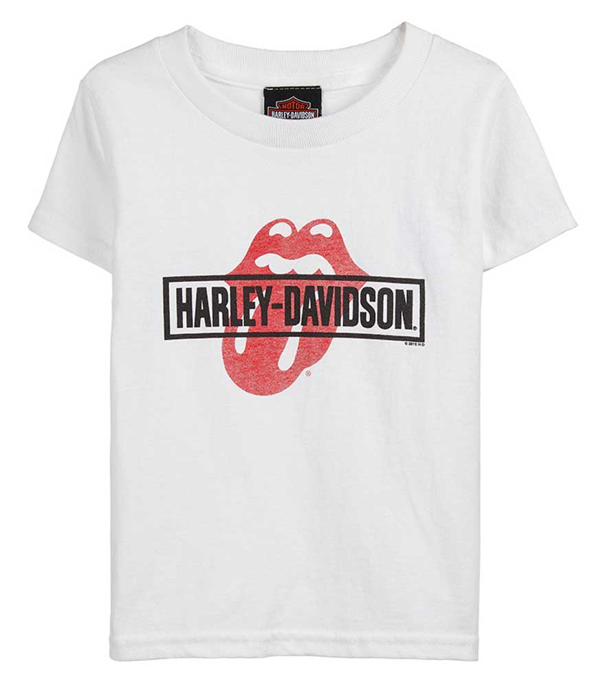Harley-Davidson Youth Rolling Stones Mash Short Sleeve Cotton T-Shirt - White - Wisconsin Harley-Davidson