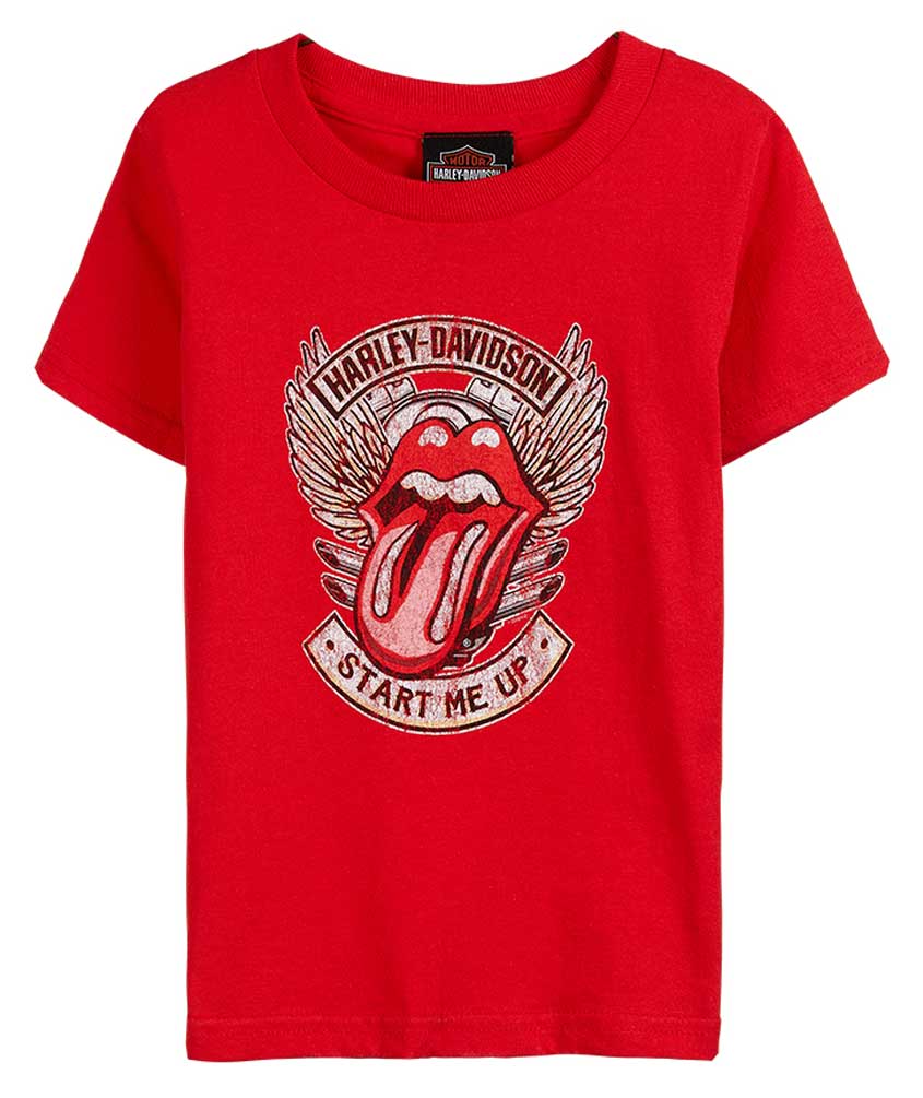 Harley-Davidson Youth Rolling Stones Start Me Up Short Sleeve Cotton Tee - Red - Wisconsin Harley-Davidson
