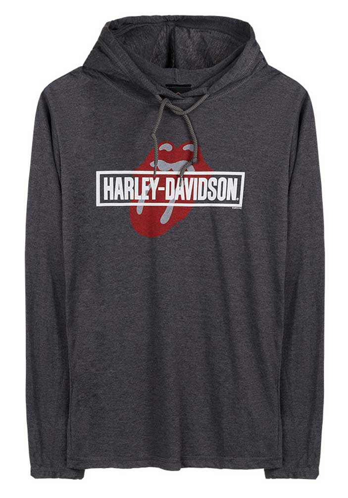 Harley-Davidson Women's Rolling Stones Mash Long Sleeve Hoodie, Heather Gray - Wisconsin Harley-Davidson