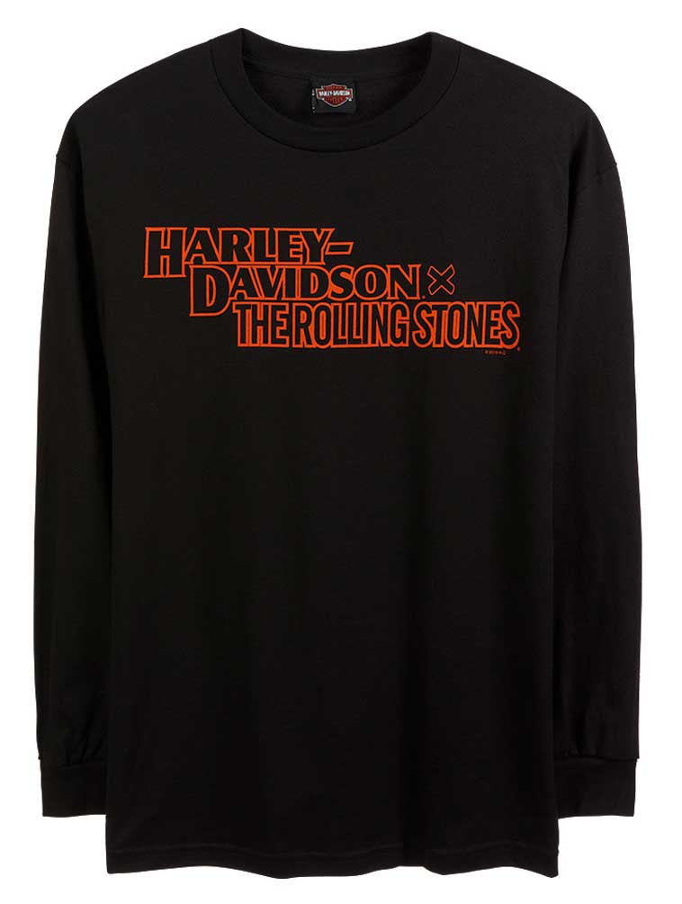 Harley-Davidson Men's Rolling Stones Stacked Long Sleeve Cotton Shirt - Black - Wisconsin Harley-Davidson