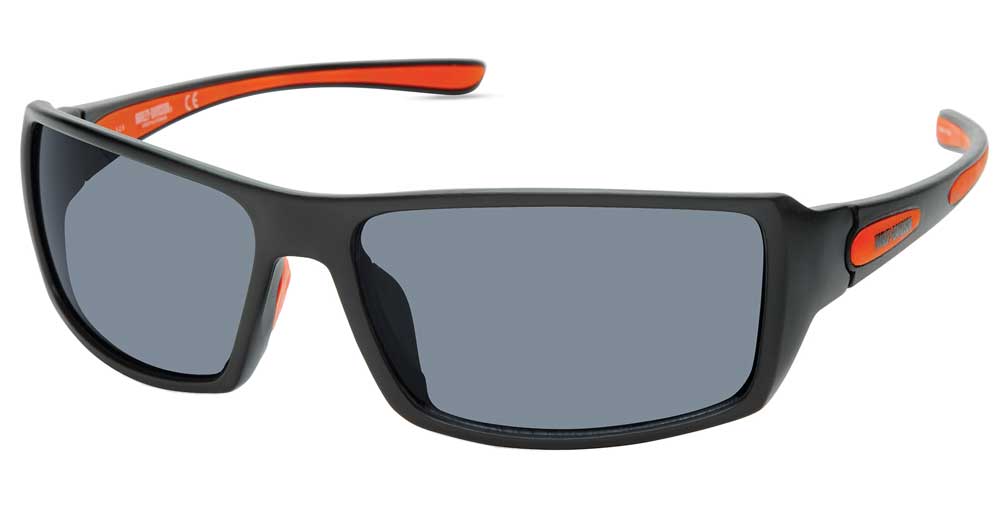 Harley-Davidson Men's Shallow Sport Sunglasses, Matte Black Frame & Smoke Lenses - Wisconsin Harley-Davidson
