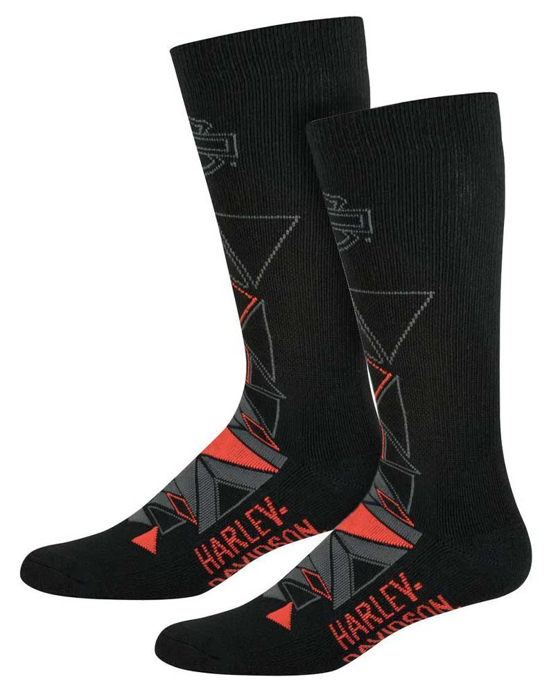 Harley-Davidson Mens Geo Pattern Performance Breathable Riding Socks, 3 Pairs - Wisconsin Harley-Davidson