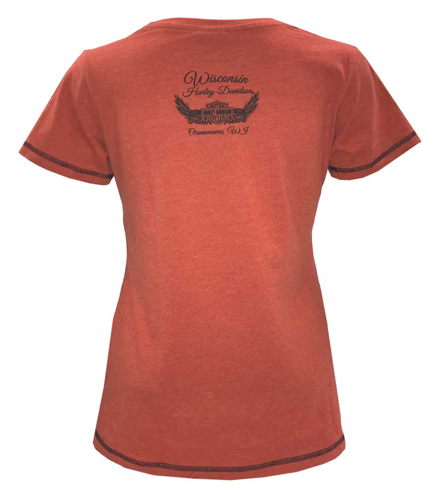 Harley-Davidson Free Shipping - Harley-Davidson Women's Bling B&S Flames Short Sleeve Poly-Blend T-Shirt, Orange - Free Shipping on many products plus Orders Over $99