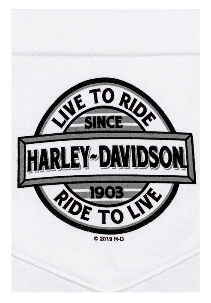 Harley-Davidson Men's Live To Ride Chest Pocket Short Sleeve T-Shirt, White - No Hassle Returns at Wisconsin Harley