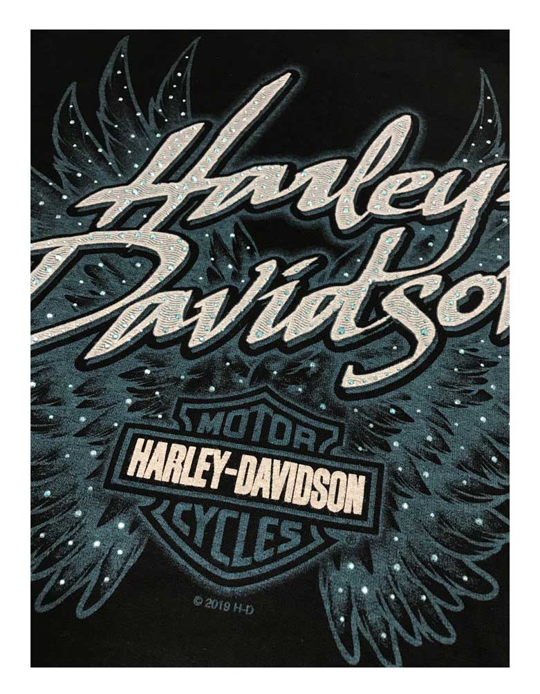 Harley-Davidson Women's Bling Winged B&S Zip-Up Poly-Blend Hoodie, Black - No Hassle Returns at Wisconsin Harley