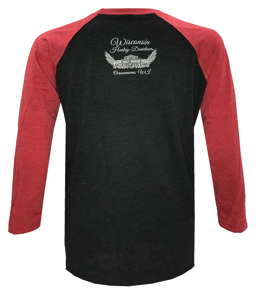 Harley-Davidson Free Shipping - Harley-Davidson Women's Winged Bling B&S 3/4 Raglan Sleeve Shirt, Black & Red - Free Shipping on many products plus Orders Over $99