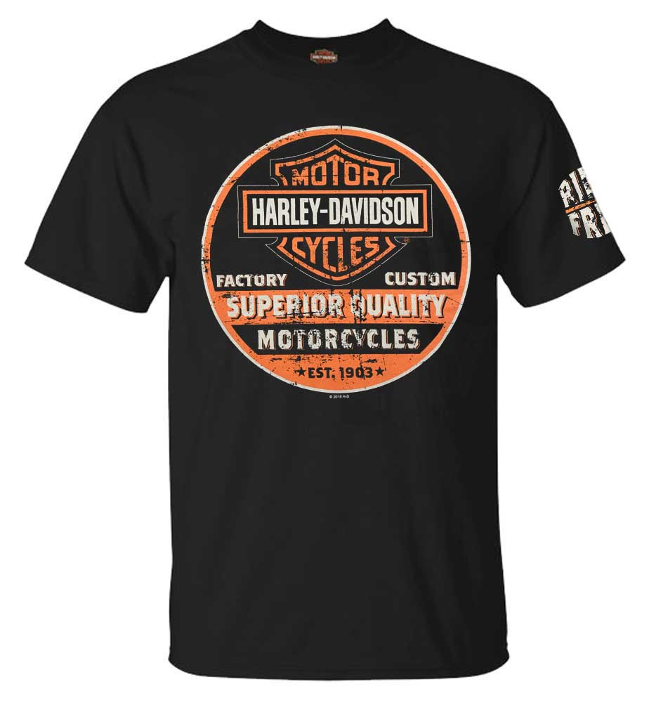 Harley-Davidson Men's Superior B&S Logo Crew-Neck Short Sleeve T-Shirt, Black - Wisconsin Harley-Davidson