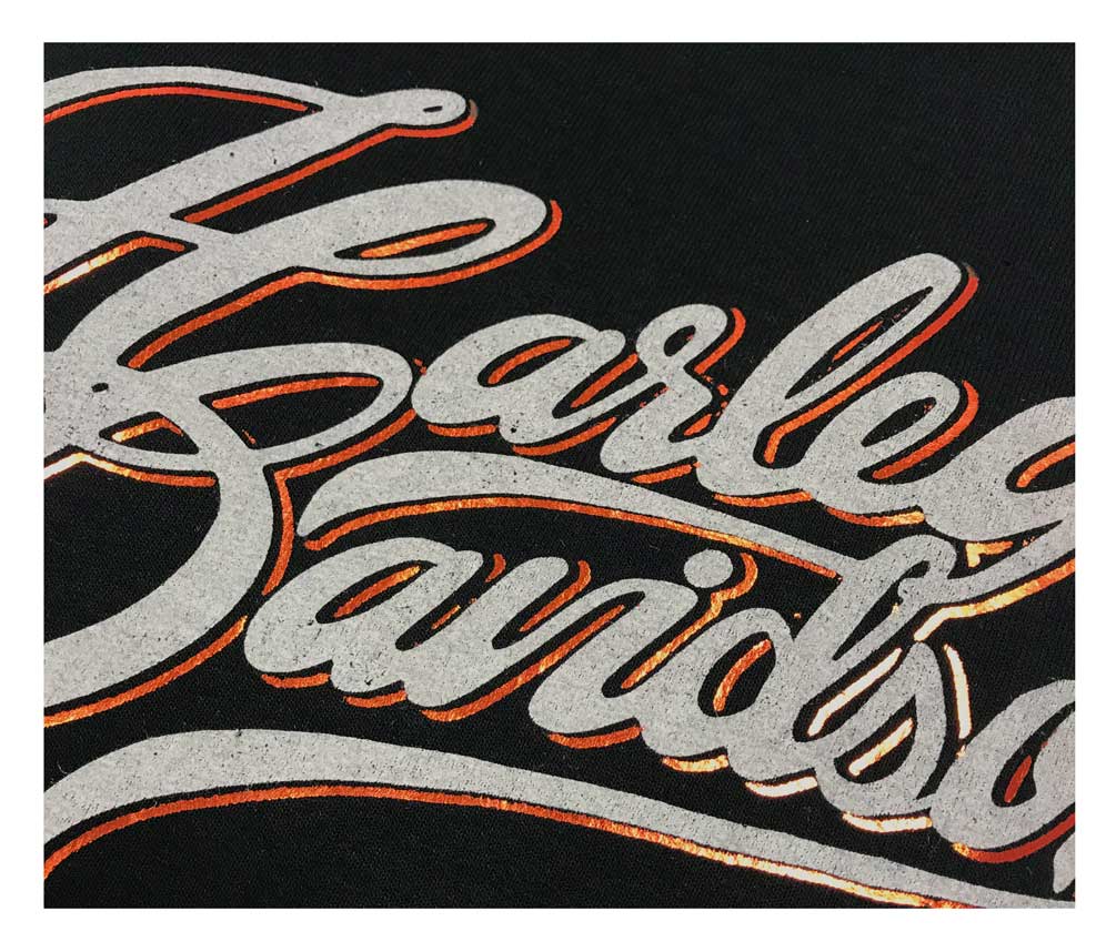 Harley-Davidson Women's Metallic Foil H-D Pullover Poly-Blend Hoodie, Black - No Hassle Returns at Wisconsin Harley